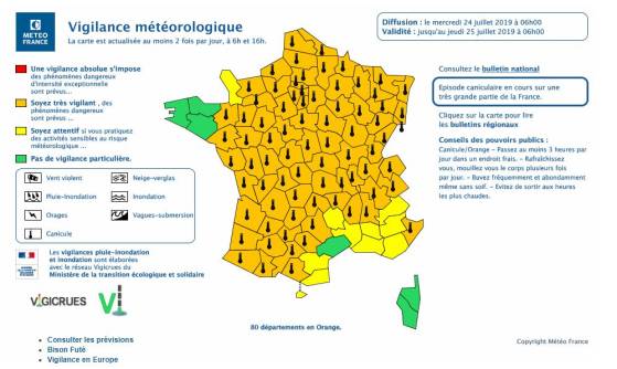 Canicule : la quasi-totalité de la France placée en vigilance orange ce mercredi