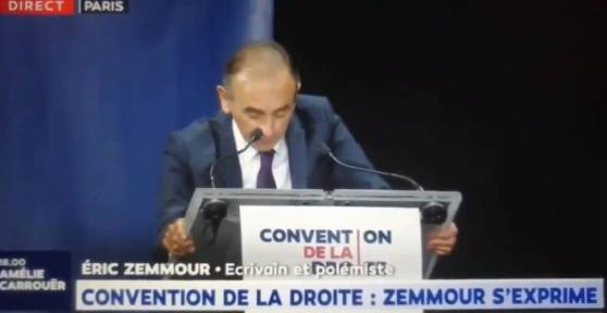 Eric Zemmour à la Convention de la droite : "L’État français est devenu l'arme de destruction de la nation et du remplacement de son peuple par un autre peuple, une autre civilisation" (Vidéo)