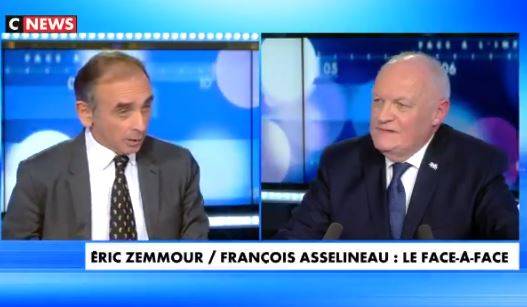 Éric Zemmour face à F. Asselineau (UPR): "Je pense comme 70% des Français qu'il faut arrêter toute l'immigration" (Vidéo)