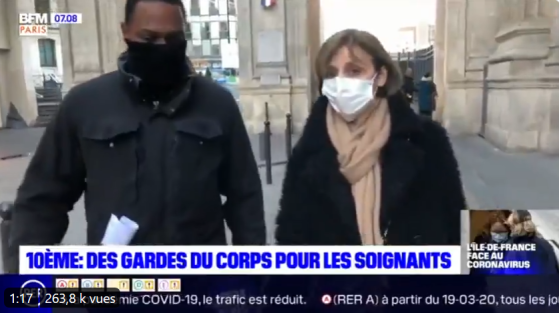 [VIDÉO] Des gardes du corps protègent les soignants entre l’hôpital Lariboisière et la gare du Nord (Paris)
