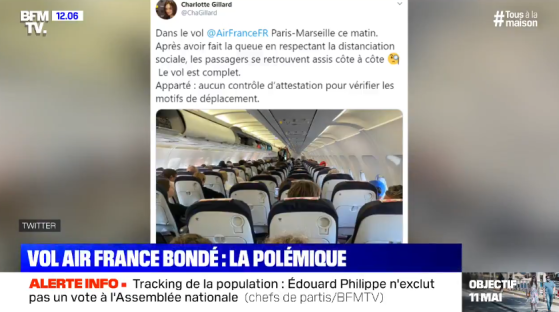 [VIDÉO] Coronavirus: un vol Air France bondé entre Paris et Marseille fait polémique