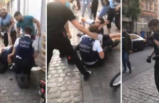 Belgique: Des policiers finissent au sol agressés par une foule haineuse à Anderlecht (Vidéo)