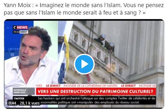 Selon Yann Moix, “Le monde serait à feu et à sang sans l’islam” (Vidéo)