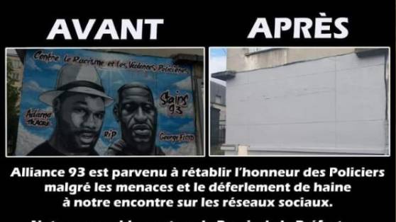 Seine-Saint-Denis : la fresque anti-policiers en mémoire de George Floyd et d'Adama Traoré a été totalement effacée