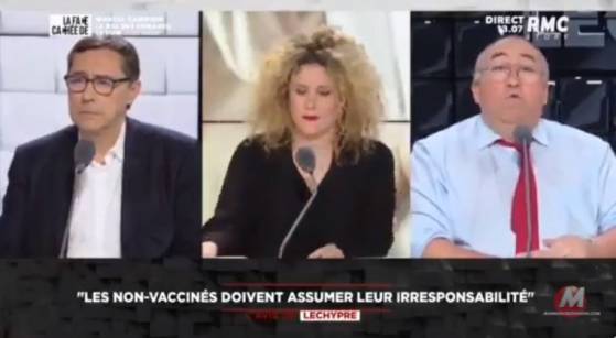 Emmanuel Lechypre (BFMTV) dérape en direct : "On vous vaccinera de force, moi je vous ferai emmener par deux policiers au centre de vaccination. Faut aller les chercher avec les dents et avec les menottes s’il le faut !"