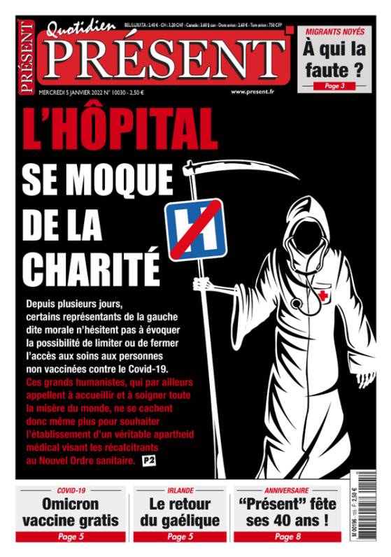 Journal Présent : L'hôpital se moque de la charité - Une du 05/01/2022