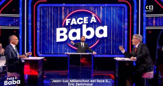 Face à Baba : le duel Jean-Luc Mélenchon face à Éric Zemmour sur le podium des audiences